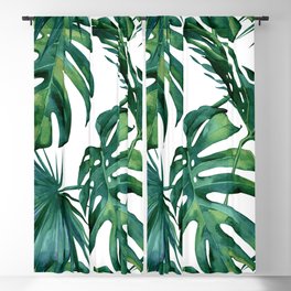 Classic Palm Leaves Tropical Jungle Green Blackout Curtain