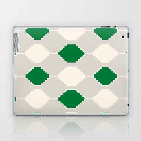 Abstract Southwest Plaid Pattern in Green and Light Grey Laptop & iPad Skin
