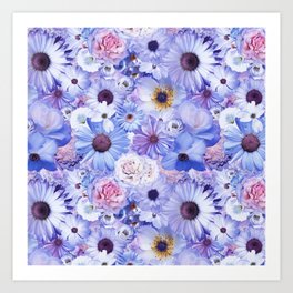 mauve blue shade floral bouquet aesthetic array Art Print