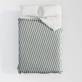 [ Thumbnail: Light Cyan & Gray Colored Lined/Striped Pattern Duvet Cover ]