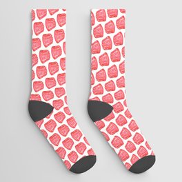 Pink Jello Pattern - White Socks