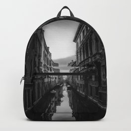 Wonderful View of a Venice's Canal at Sunset - Landscape Art - Italy and Venice City Lovers - Black and White - Amazing Oil painting Backpack | Black And White, Italy, Fineart, Italian, Italianlovers, Trendyhomedecor, Oilpainting, Venice, Landscapeart, Italylovers 