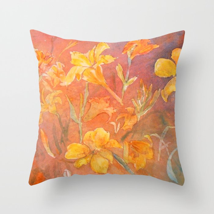 Layered Day Lilies Throw Pillow