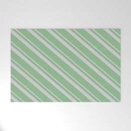 [ Thumbnail: Light Grey & Dark Sea Green Colored Stripes Pattern Welcome Mat ]