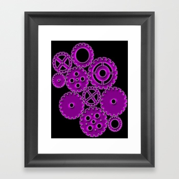 Purple Gears Framed Art Print