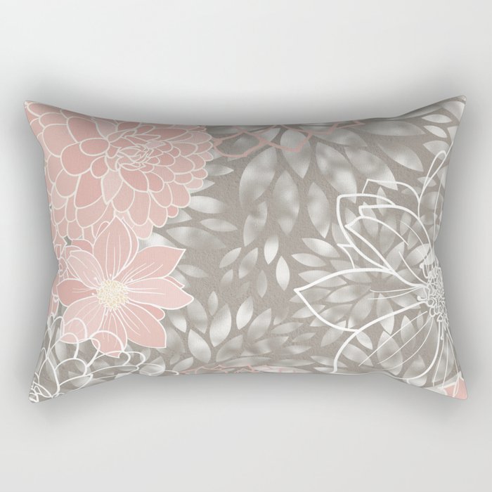 Floral Dahlias, Blush Pink, Gray, White Wrapping Paper by Megan Morris