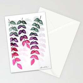 Pink Leaves Stationery Cards