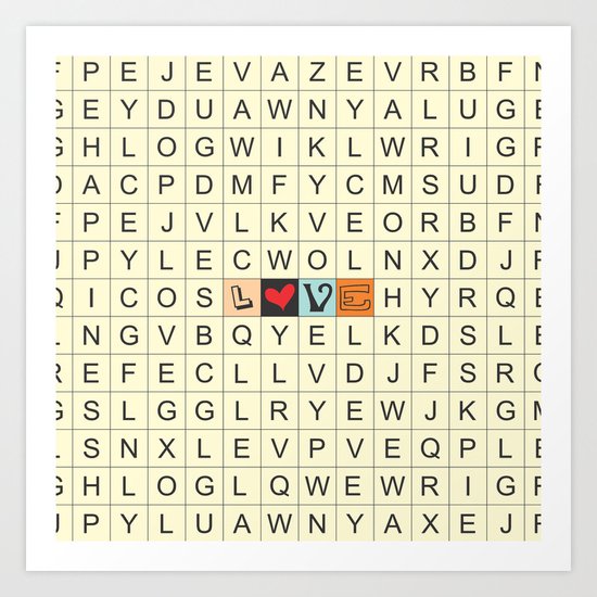 Word Search love Art Print
