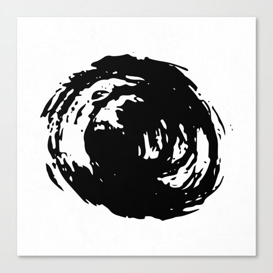 Whorl Black on White Canvas Print