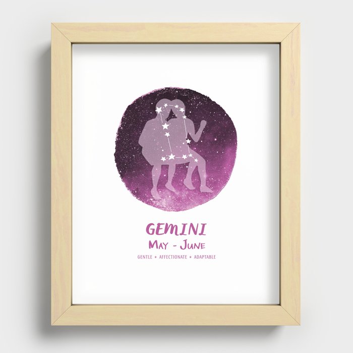 Gemini Zodiac Sign Recessed Framed Print