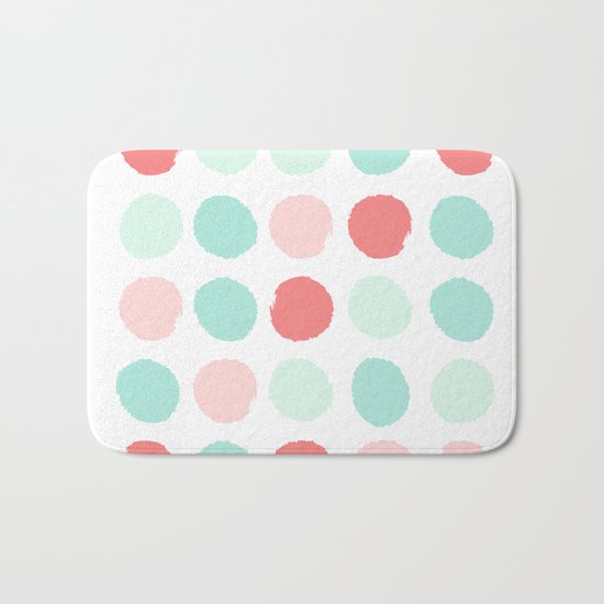 Painted dot abstract trendy colors gender neutral seaside coral tropical minimal Bath Mat