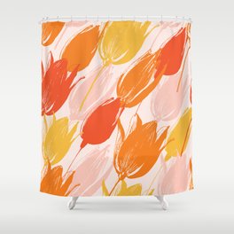 Watercolor tulip flowers seamless pattern Shower Curtain