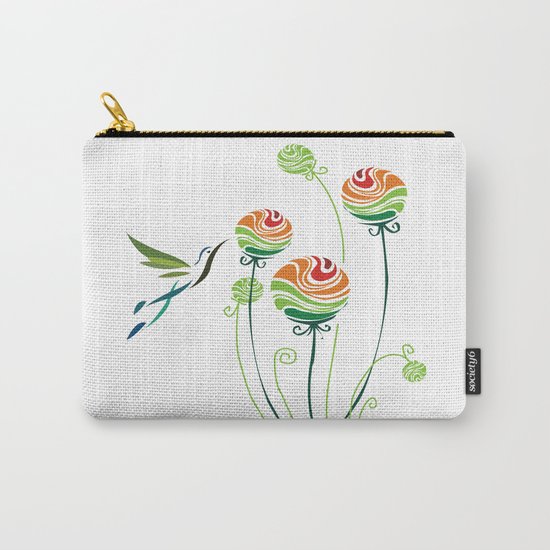 Hummingbird And Flowers Carry-All Pouch