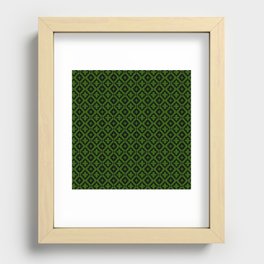 Green and Black Ornamental Arabic Pattern Recessed Framed Print