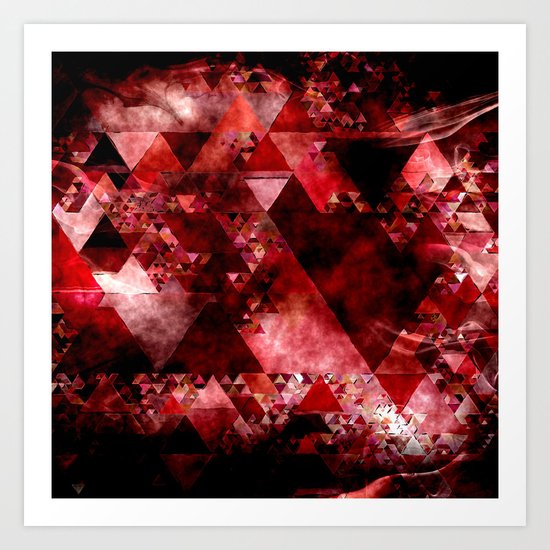 Dark hell- geometrical triangle - modern red backdrop on #Society6 Art Print