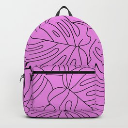 Vibrant Pink Monstera Palm Leaves Tropical Pattern Backpack