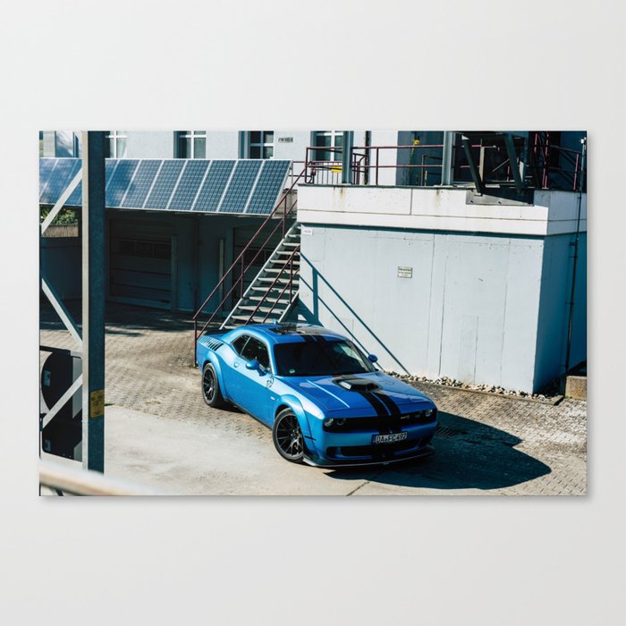 B5 Blue Challenger Demon SRT American Classic Muscle car automobiles transporation color photograph / photograph vintage poster posters Canvas Print