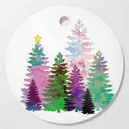 Colorful Christmas trees II Cutting Board
