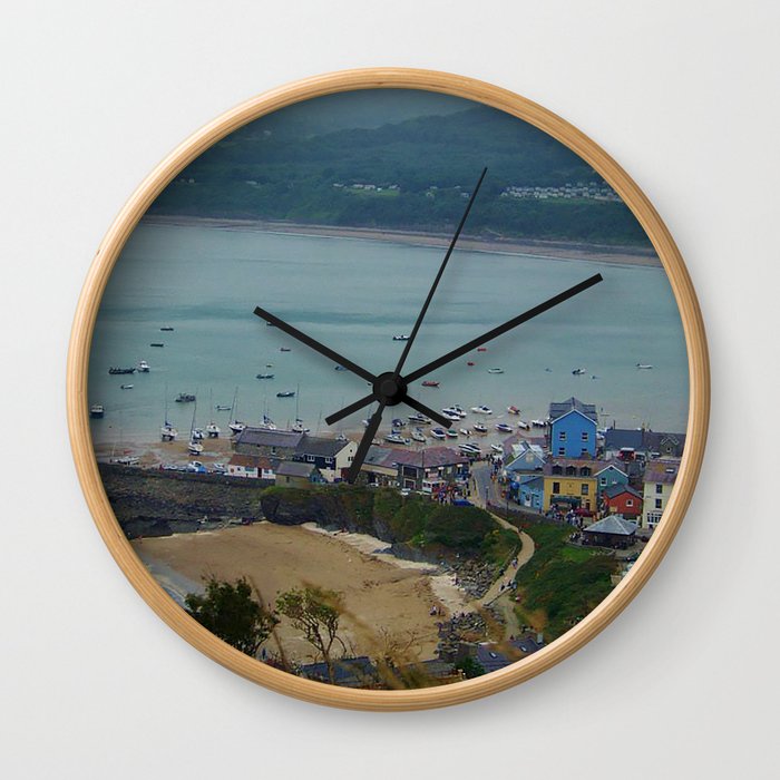 Looking down on New Quay (Wales) Wall Clock