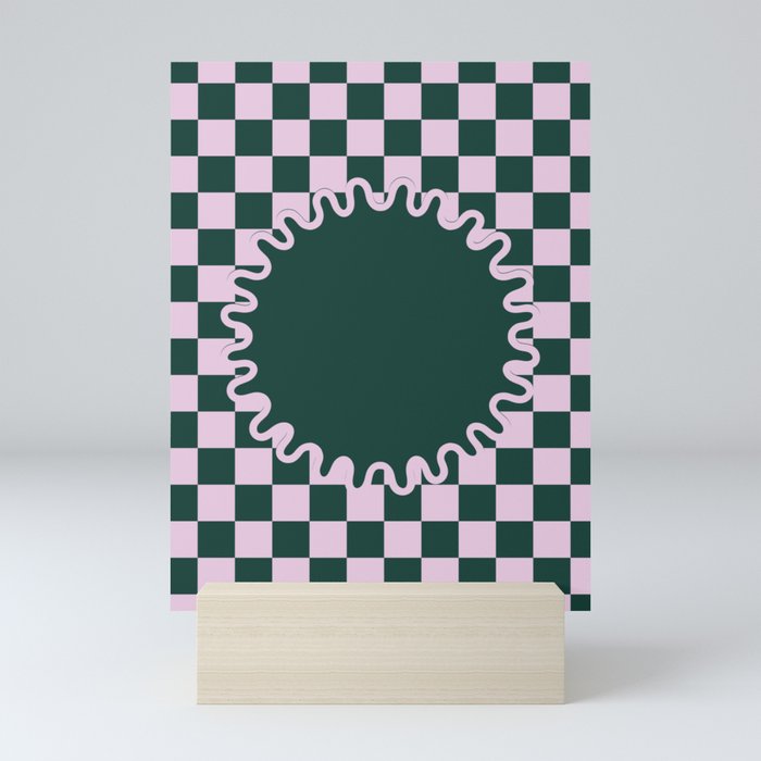 Checkerboard - Round Wavy Lines Mini Art Print