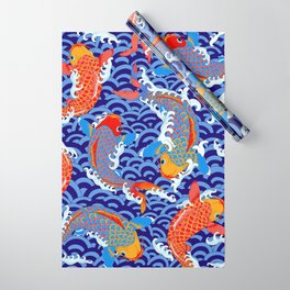 Koi fish / japanese tattoo style pattern Wrapping Paper