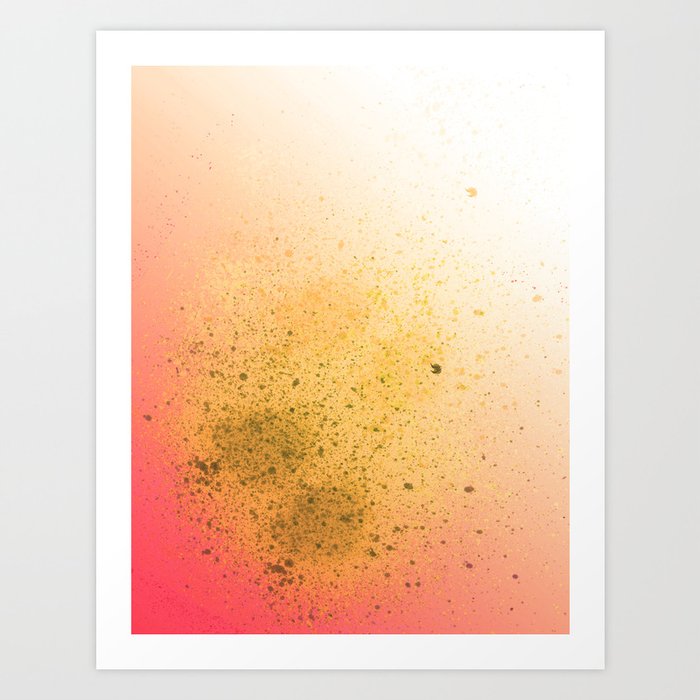 Summer Salmon and Yellow Spray Paint Splatter Art Print