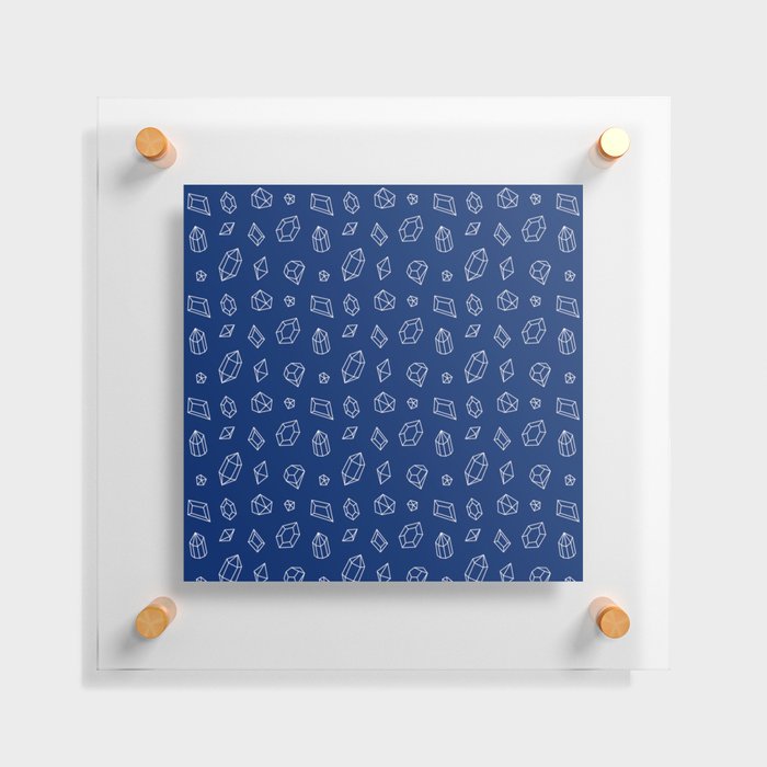 Blue and White Gems Pattern Floating Acrylic Print