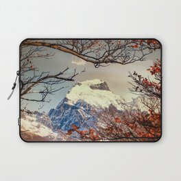 Argentina Photography - Snow-covered Mountain Seen Through The Red Leaves Laptop Sleeve