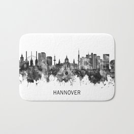 Hanover Germany Skyline BW Bath Mat | Watercolor, City, Painting, Downtown, Cityscape, Hanover, Skyline, Lower, Abstract, Travel 