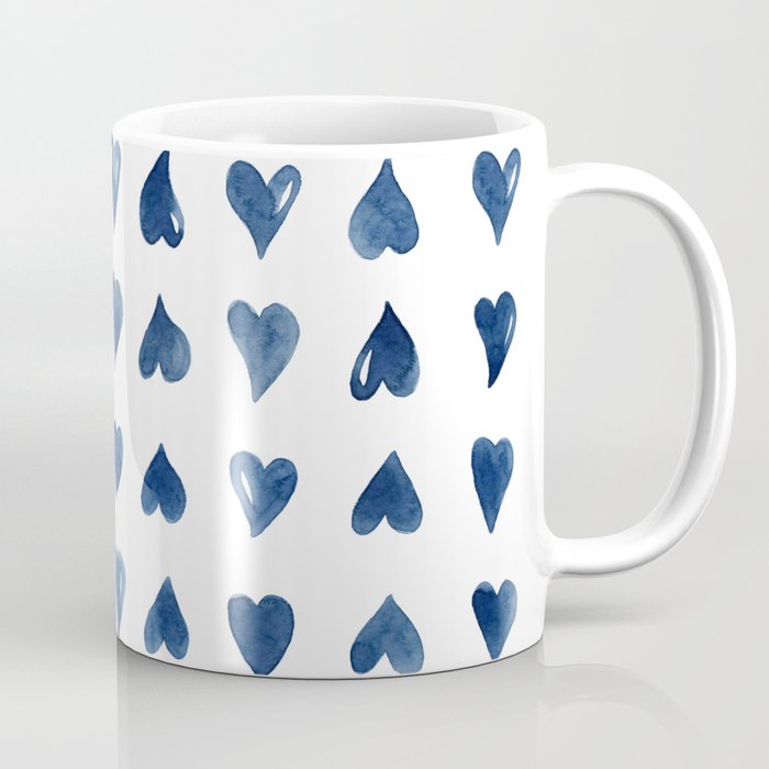 Hearts Watercolor Pattern Coffee Mug