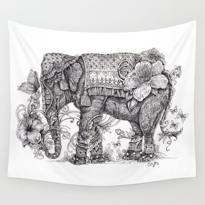 "Anesh the Creative Elephant" Wall Tapestry