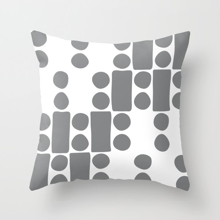 Grey organic dots & blocks diagonal asymmetry Throw Pillow