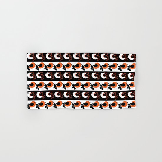 orange and white birds Hand & Bath Towel