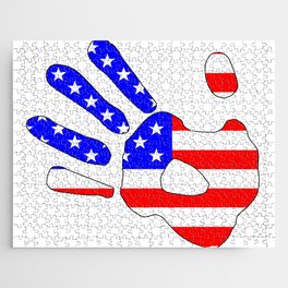 Stars And Stripes Hand Print Silhouette Jigsaw Puzzle