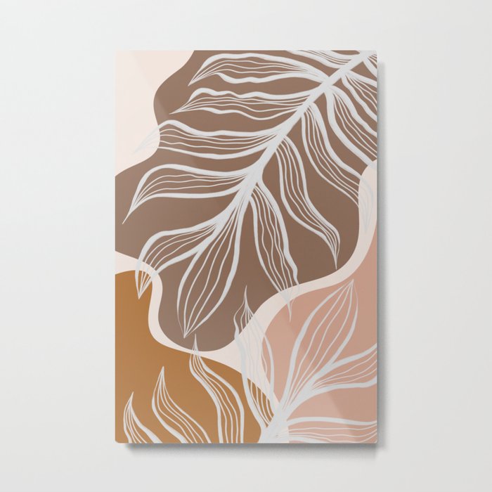 Organic Shapes & Palm Leaves Metal Print