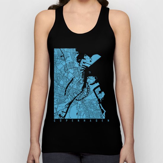 Copenhagen map blue Unisex Tank Top