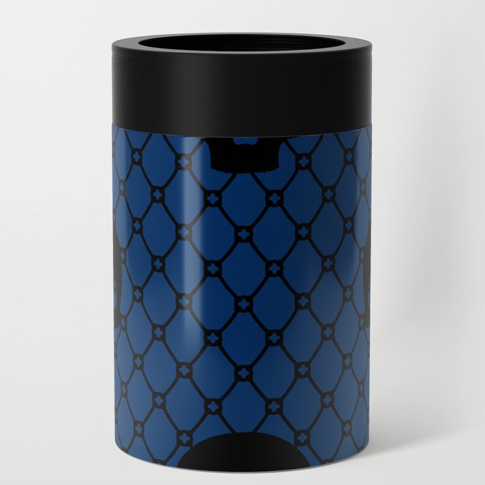 Black skulls Lace Gothic Pattern on Dark Navy Blue Can Cooler