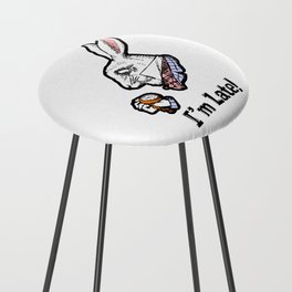 I'm Late! The White Rabbit from Alice in Wonderland black & white version Counter Stool