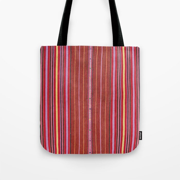 Vintage Guatemalan Colorful Striped Textile Pattern Tote Bag