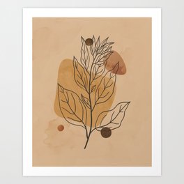 Abstract landscape with organic shapes in earth colors Art Print