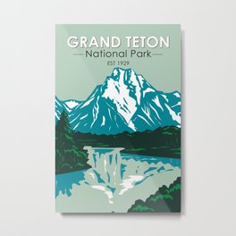 Grand Teton Jackson Hole Valley National Park Wyoming Vintage Metal Print