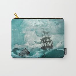 Storm Sea Ship Shipwreck Ocean Blue Carry-All Pouch