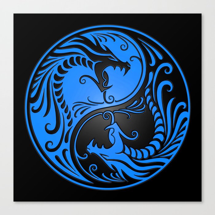 Blue And Black Yin Yang Dragons Canvas Print By Jeffbartels Society6