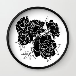 Flower Cluster // Black Wall Clock