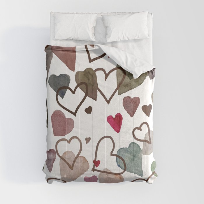 Watercolour Hearts Comforter