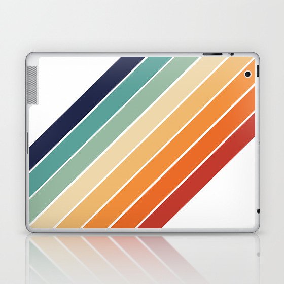 Retro rainbow palette stripes 70s on white 3 Laptop & iPad Skin