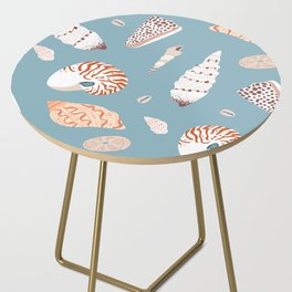 Vintage sea shell flat illustration pattern Side Table
