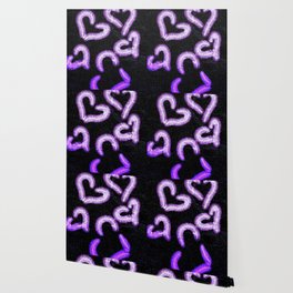 Distressed Hearts Purple Wallpaper
