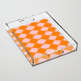 Cheerful Retro Orange + Pink Kilim Pattern Acrylic Tray