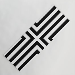 Simple Geometric Cross Pattern - White on Black - Mix & Match with Simplicity of life Yoga Mat
